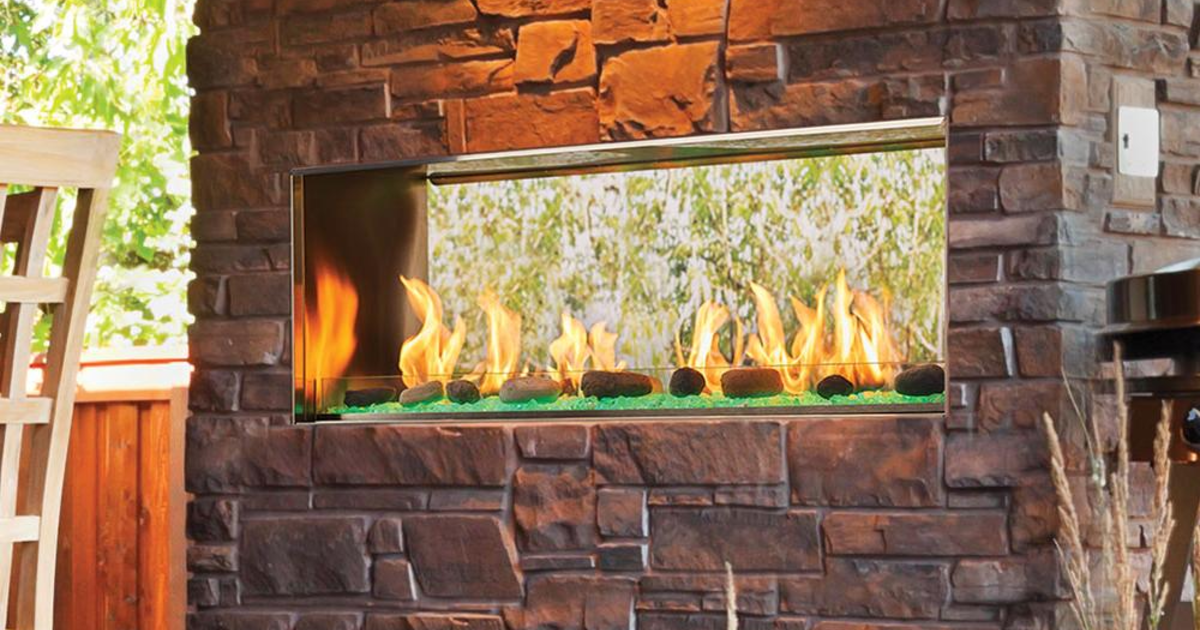 Lanai Double-Sided Outdoor Gas Linear Fireplace | Heat & Glo